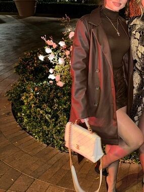 Brown Leather Skirt & Leather Jacket Selling Outfit